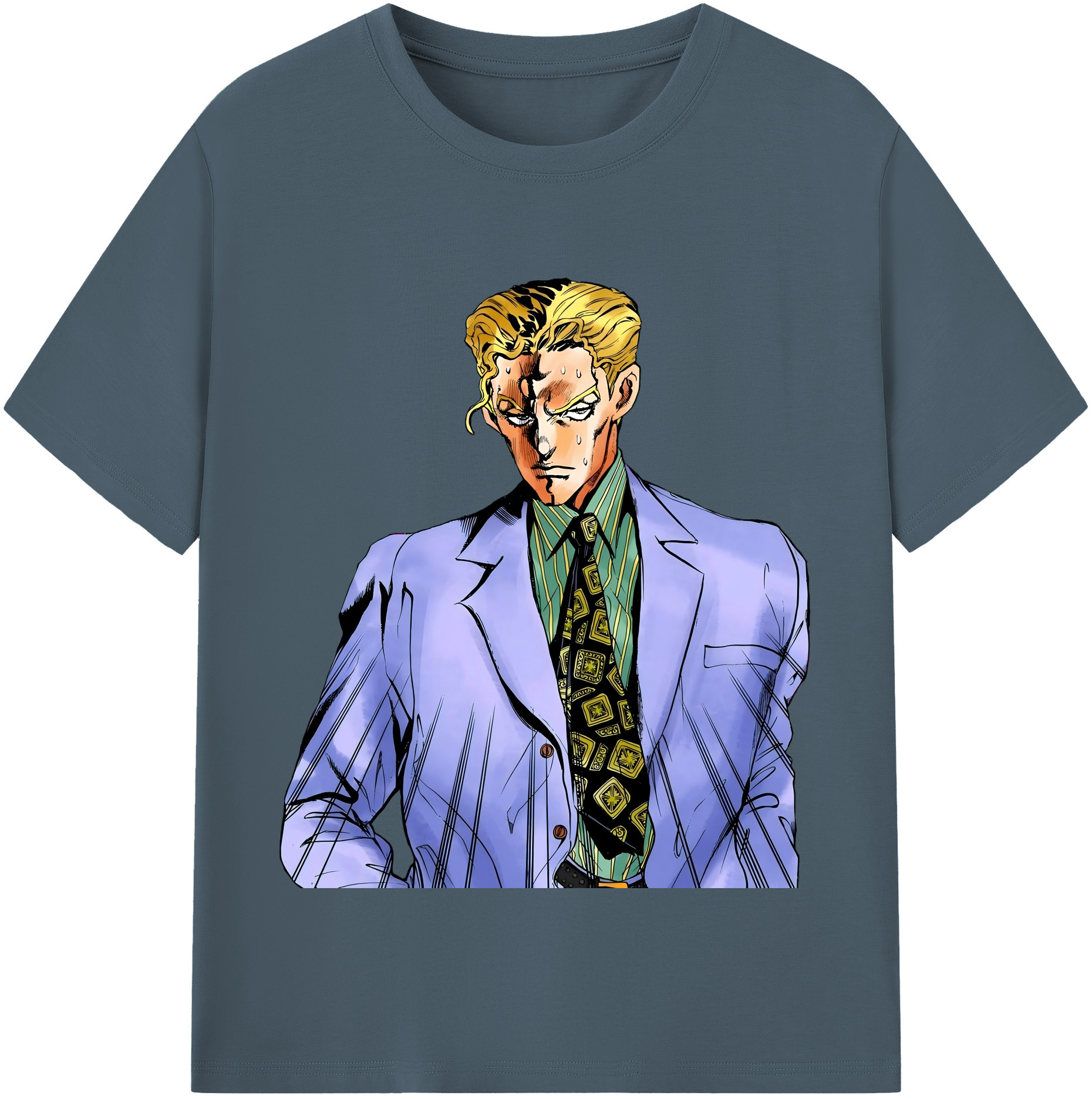 （画像用） ジョジョの奇妙な冒険 きら よしかげ JoJo's Bizarre Adventure Kira Yoshikage 綿100％半袖Tシャツ（フロントプリント）